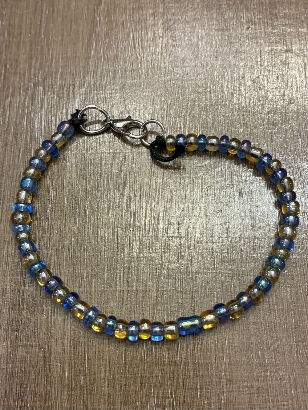 Handcrafted Blue and Gold Glass Bead Bracelet - Women Jewelry